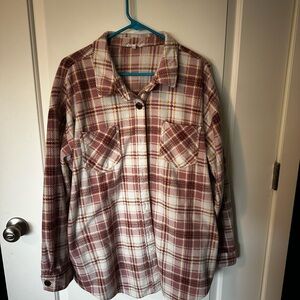Maurices Plaid Shacket - Mauve and Cream
